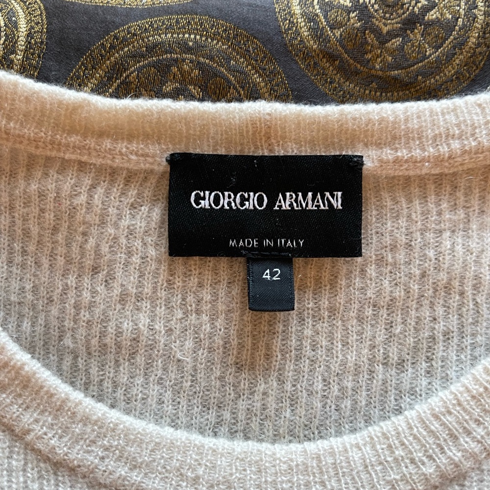 Giorgio Armani Cashmere Knit Top | IT 42 | Made in Italy | Beige Asymmetric Back